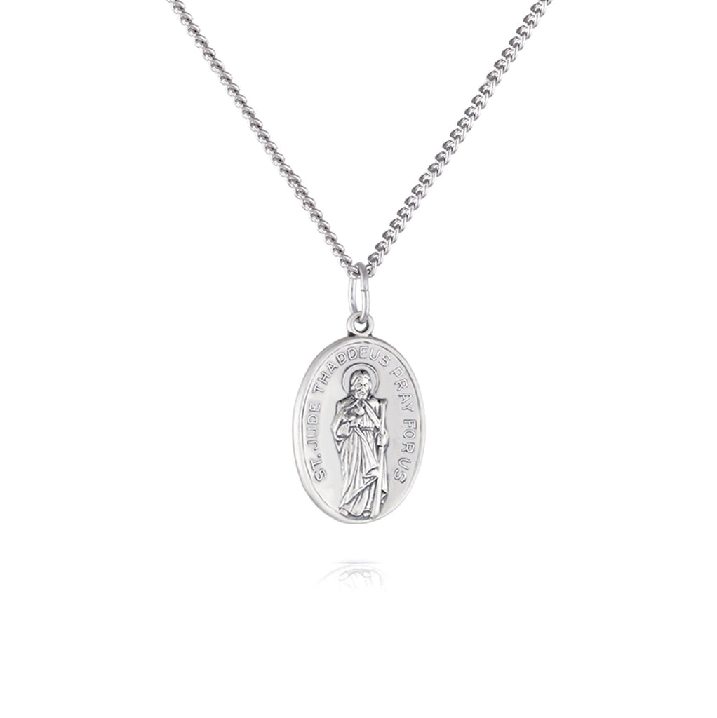 Saint Jude Pray For Us Necklace Silver Saint Jude Chain - Trendolla Jewelry