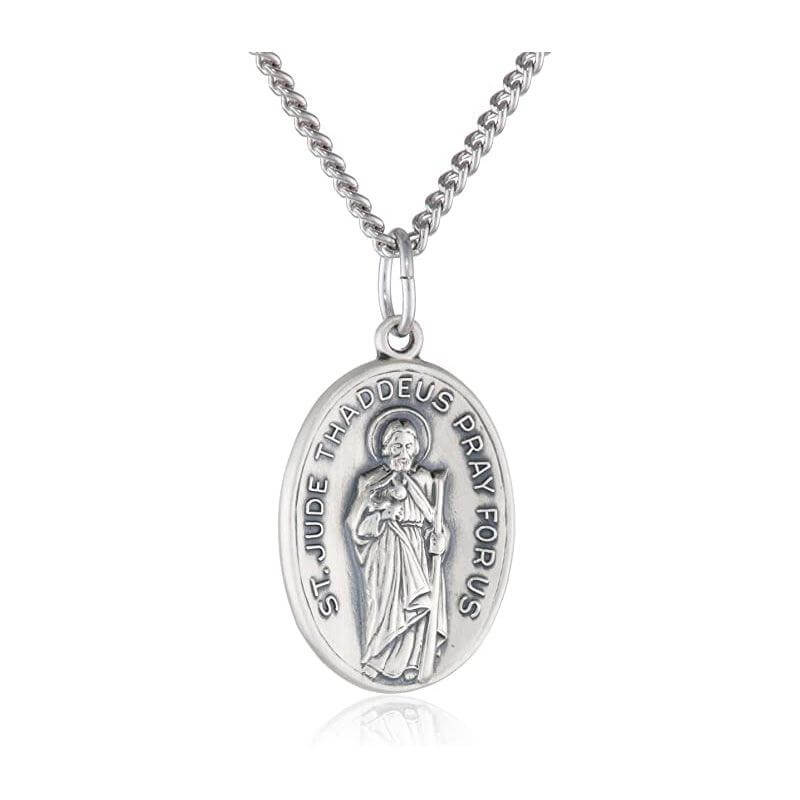Saint Jude Pray For Us Necklace Silver Saint Jude Chain - Trendolla Jewelry