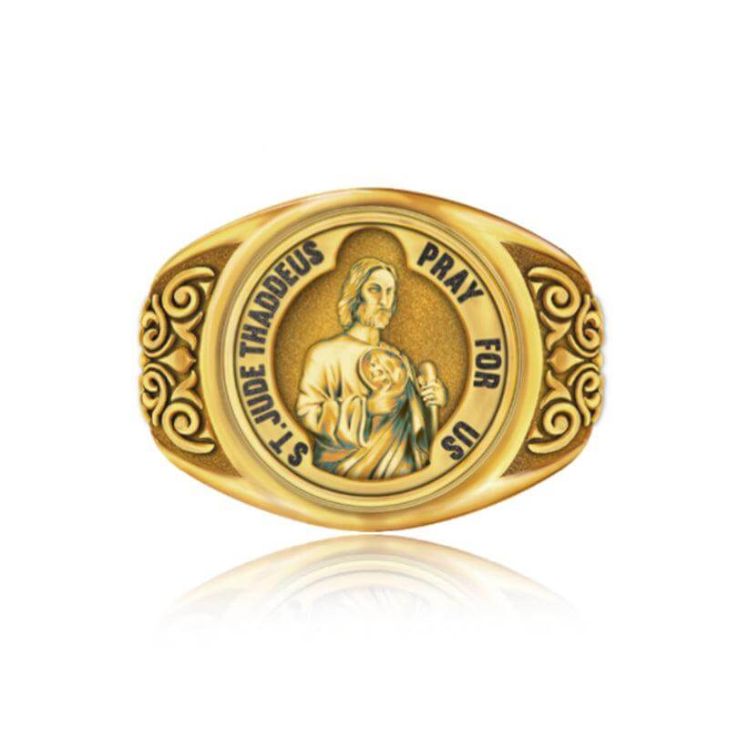 Saint Jude Pray For Us Ring Band Silver Saint Jude Ring Religious Christian Gift - Trendolla Jewelry