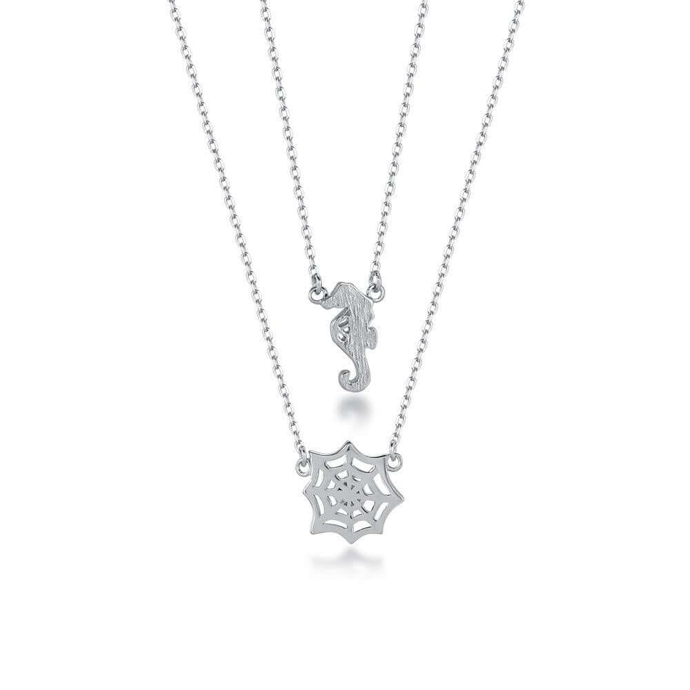 Seahourse Necklace Spider Web Charms Necklace 