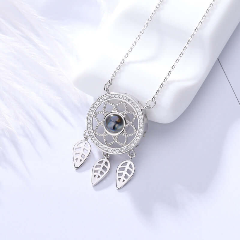 Dream Catcher CZ Diamonds Necklace With Picture Inside Dream Catcher CZ Diamonds Necklace With Picture Inside Trendolla Jewelry