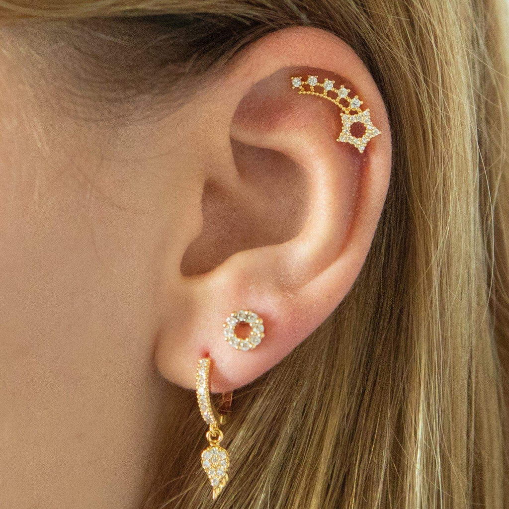 Shooting Star Piercing Barbell Earrings Ball Back Earrings Nap Earrings - Trendolla Jewelry