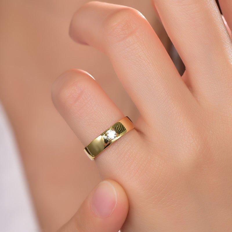 Simple Plain Zircon Gold Plated Bang Ring - Trendolla Jewelry