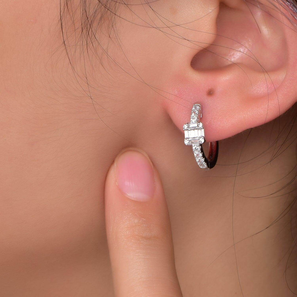 Simpy Hoop Earrings with Charm Cubic Zirconia - Trendolla Jewelry