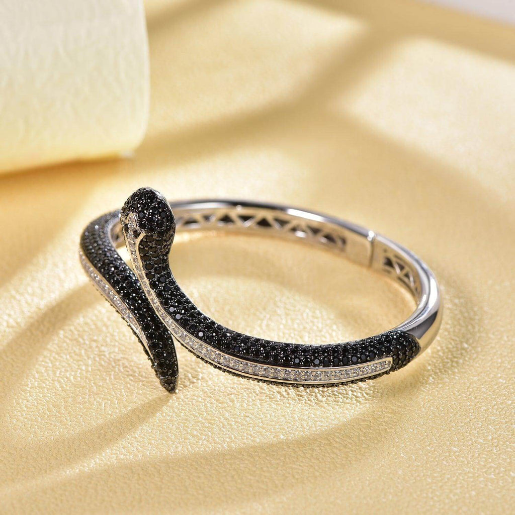 Snake Bracelet Sterling Silver Open Bangle - Trendolla Jewelry