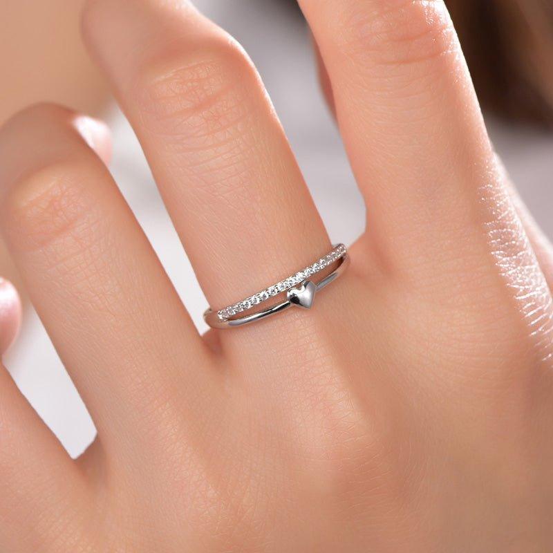 Split Shank Infinity Heart Women Promise Ring Wedding Ring - Trendolla Jewelry