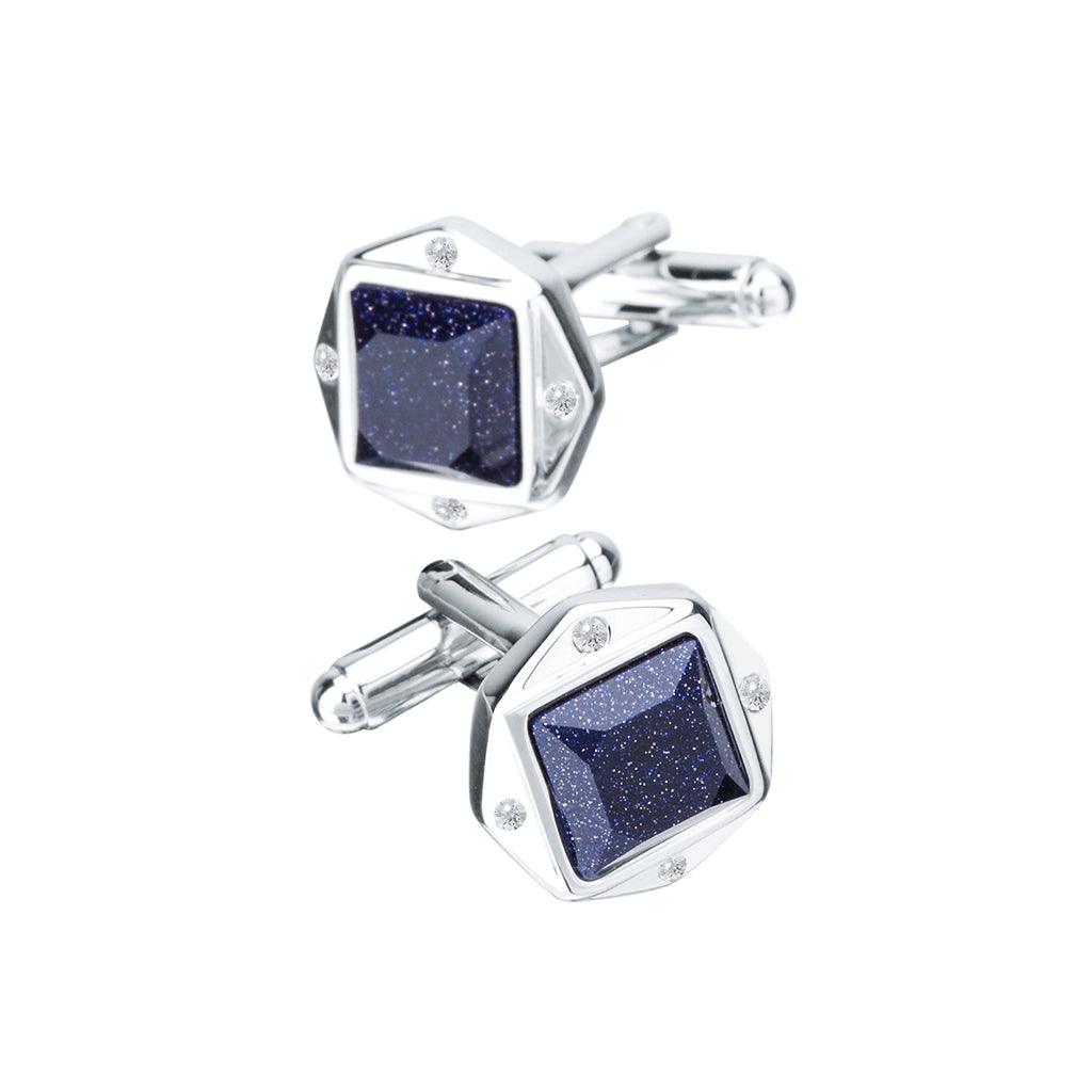Stainless Steel Blue Sandstone Cufflinks - Trendolla Jewelry