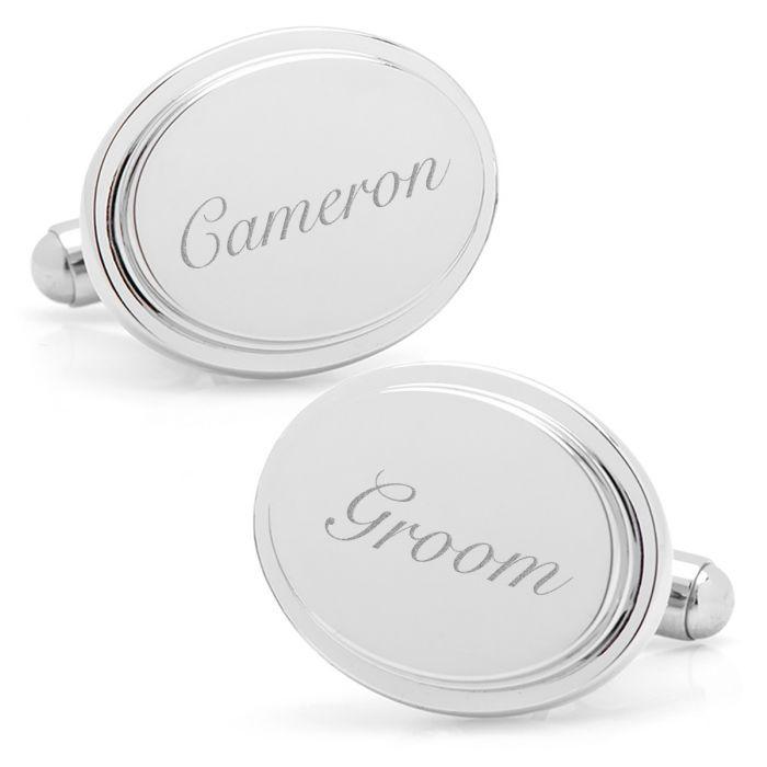 Stainless Steel Oval Step Engravable Cufflinks of Trendolla - Trendolla Jewelry