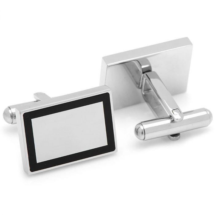 Stainless Steel Rectangle Engravable Framed Cufflinks of Trendolla - Trendolla Jewelry