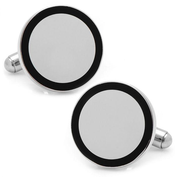 Stainless Steel Round Engravable Framed Cufflinks of Trendolla - Trendolla Jewelry