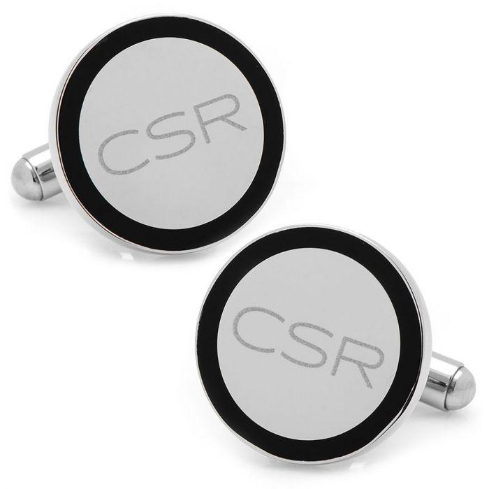 Stainless Steel Round Engravable Framed Cufflinks of Trendolla - Trendolla Jewelry
