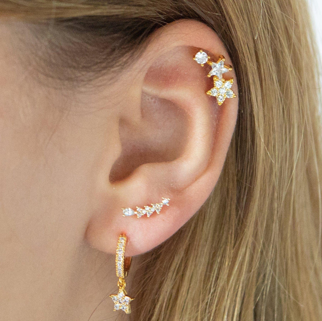 Star Gazing Piercing Barbell Earrings Ball Back Earrings Nap Earrings - Trendolla Jewelry