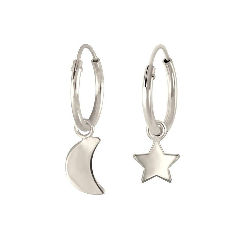 Star Moon Hoop Earrings - Trendolla Jewelry