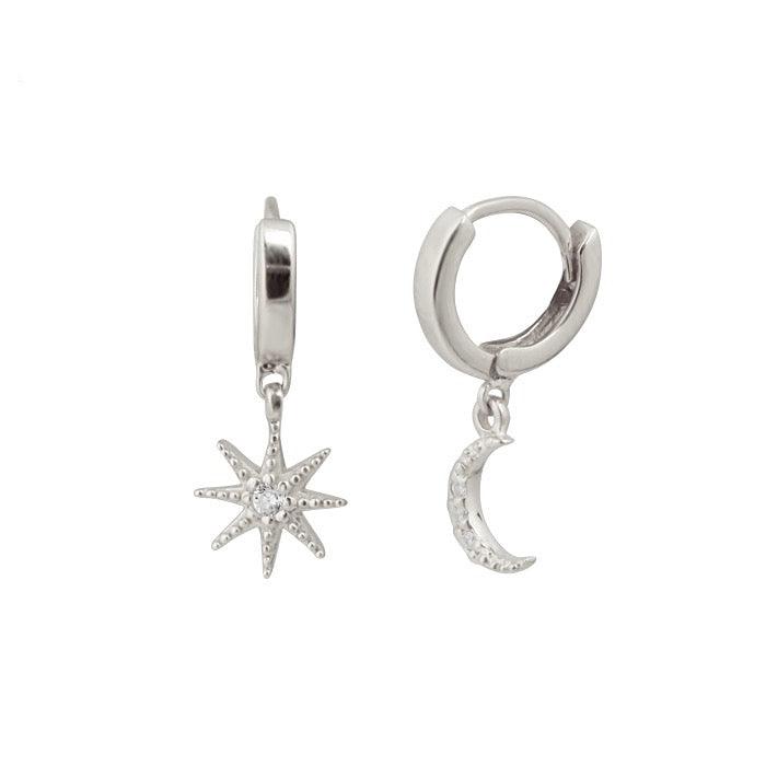 Star Moon Shine Hoop Earrings - Trendolla Jewelry