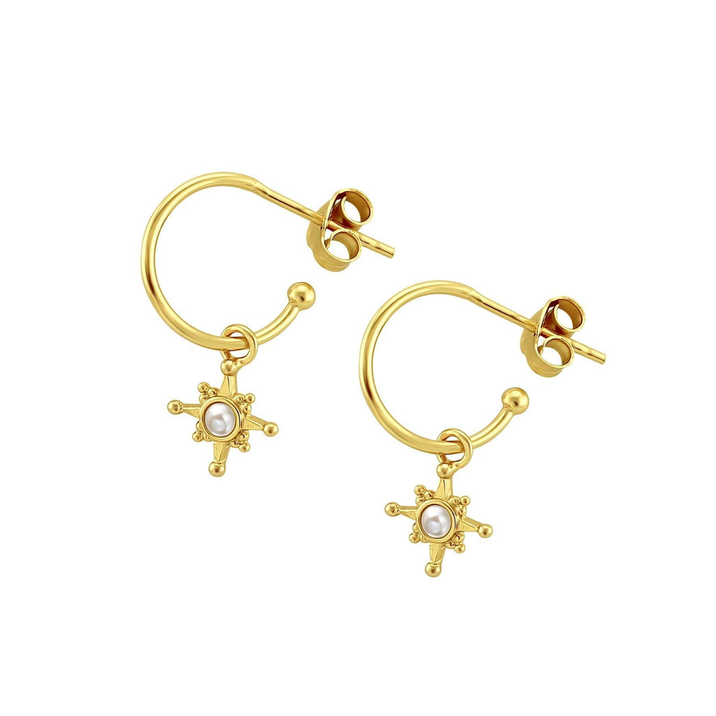 Star Pearl Hoop Earrings - Trendolla Jewelry