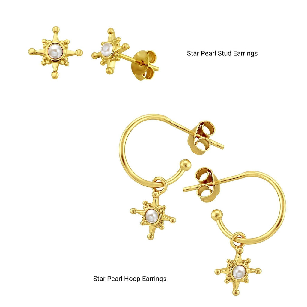 Star Pearl Hoop Earrings - Trendolla Jewelry