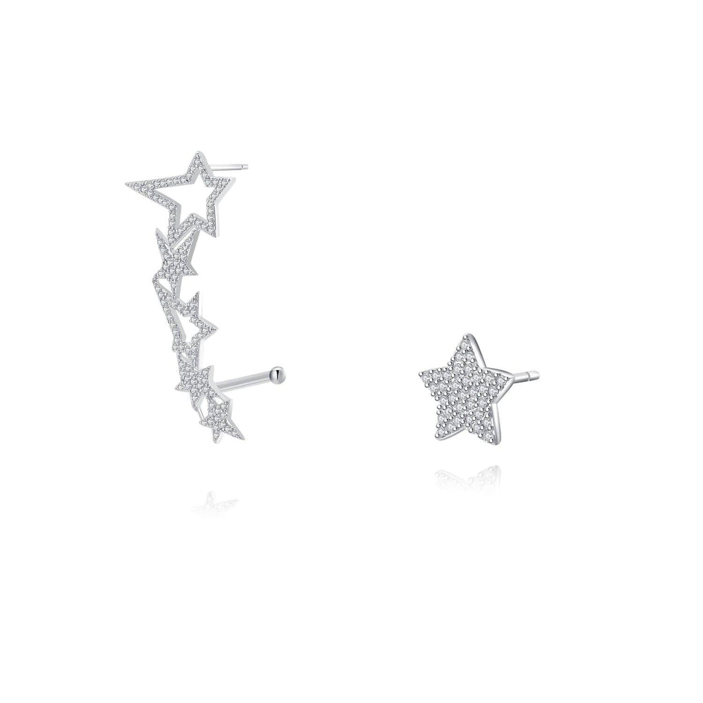 Starry Night Earrings Cubic Zirconia Diamond 18ct White Gold Plated Vermeil on Sterling Silver of Trendolla - Trendolla Jewelry