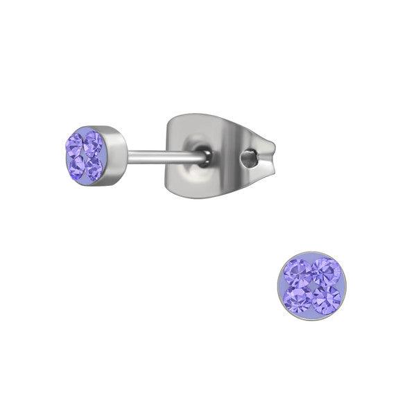 Sterling Silver Blue Crystal Baby Children Screw Back Earrings - Trendolla Jewelry