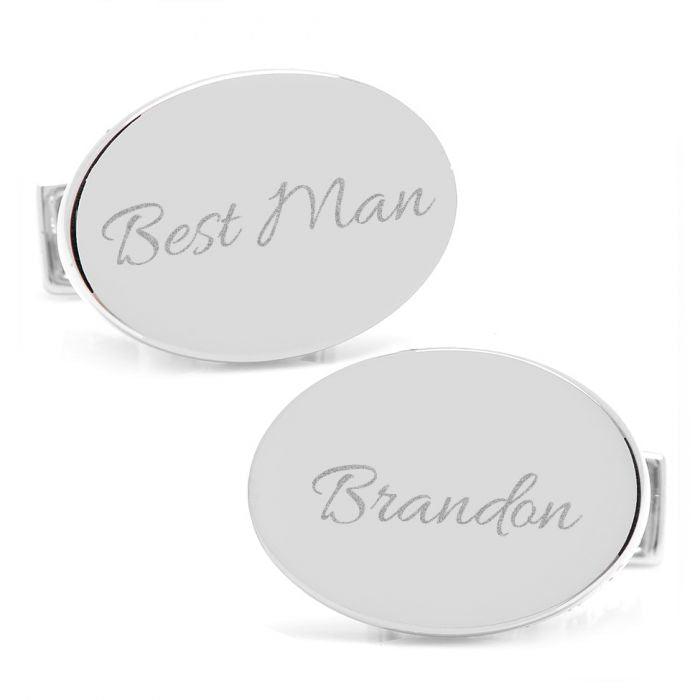 Sterling Silver Infinity Edge Oval Engravable Cufflinks of Trendolla - Trendolla Jewelry