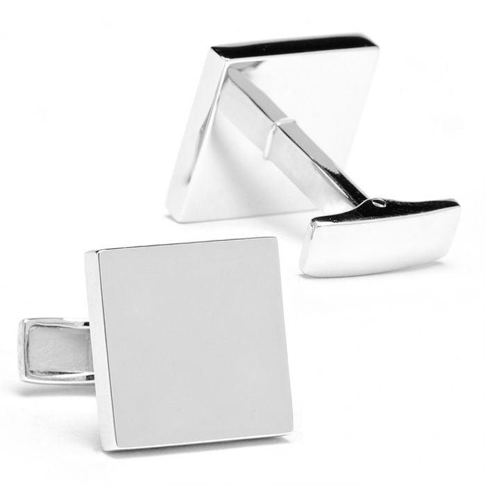 Sterling Silver Infinity Edge Square Engravable Cufflinks of Trendolla - Trendolla Jewelry
