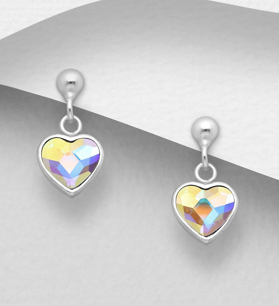 Sterling Silver Swarovski Fuchsia Pink Very Special Heart Baby Children Earrings - Trendolla Jewelry