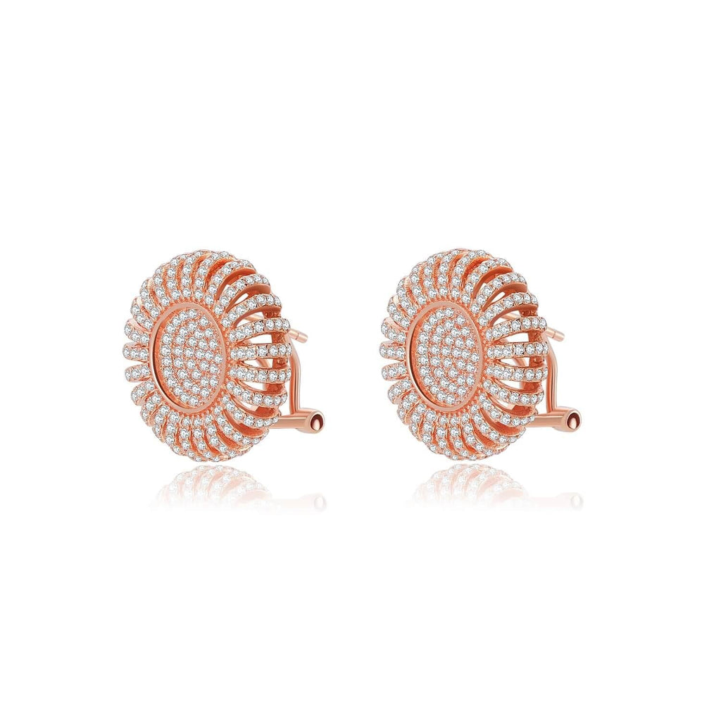 Sun Flower Earrings Cubic Zirconia Diamond 18ct Rose Gold Plated Vermeil on Sterling Silver of Trendolla - Trendolla Jewelry
