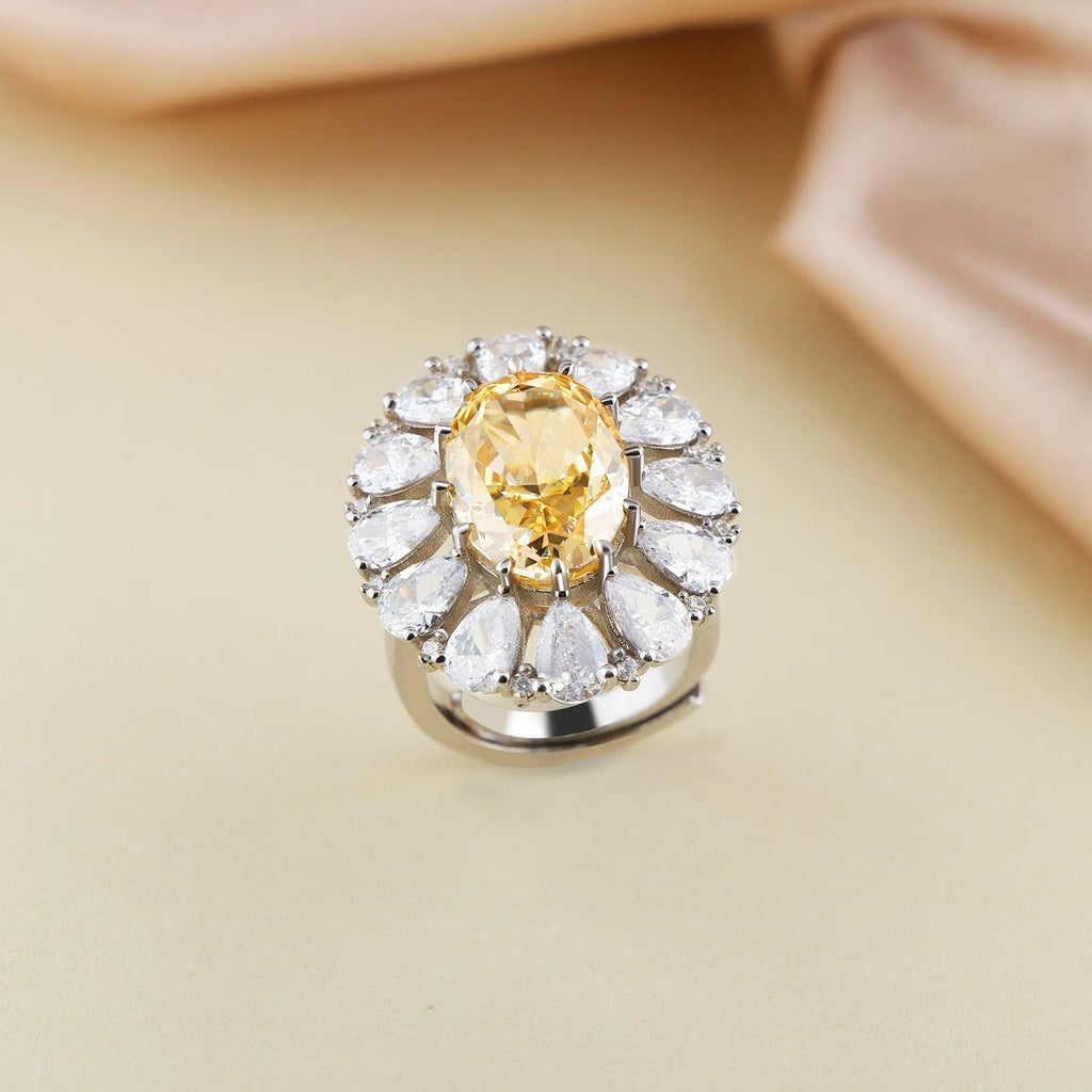 Sunflower Diamond Sterling Silver Ring Sunflower Engagement Rings Promise Rings - Trendolla Jewelry