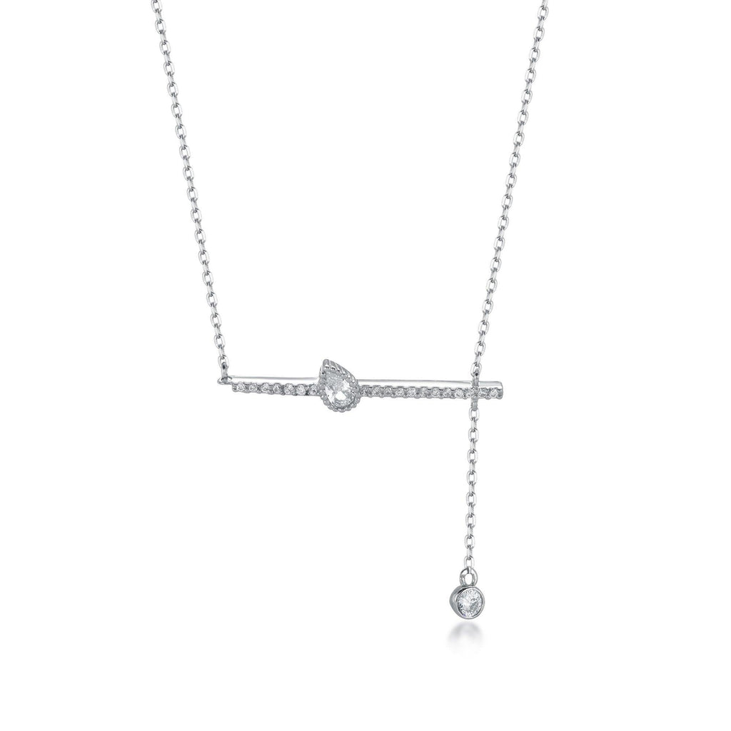 Luxy Teardrop Diamond Bar Necklace Horizontal Bar Pendant Necklace Gifts - Trendolla Jewelry