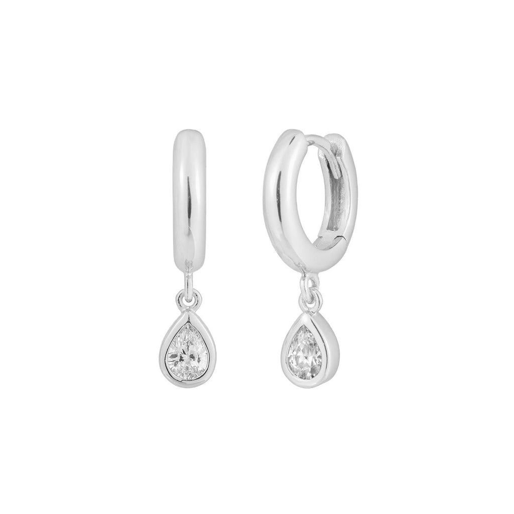 Teardrop Bezel hoop earrings - Trendolla Jewelry