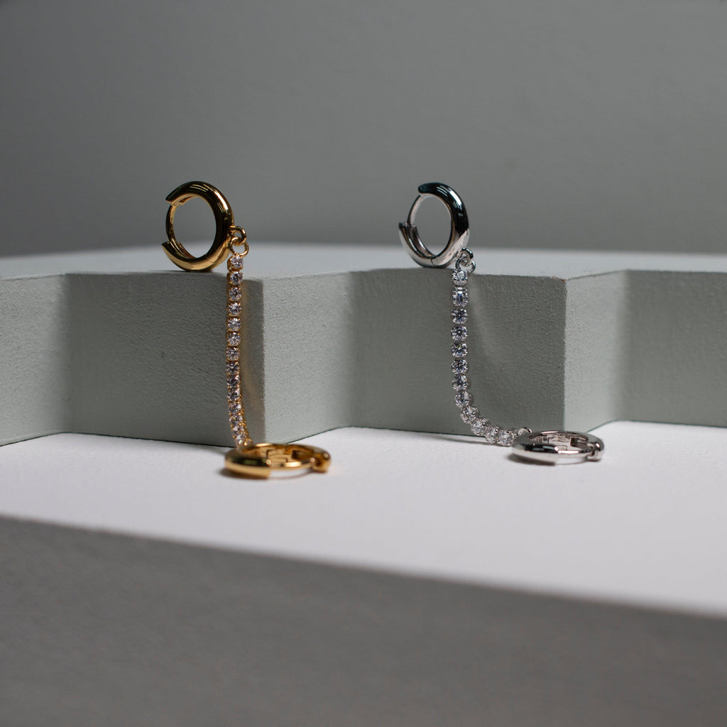 Tennis Chain Hoop Earring - Trendolla Jewelry