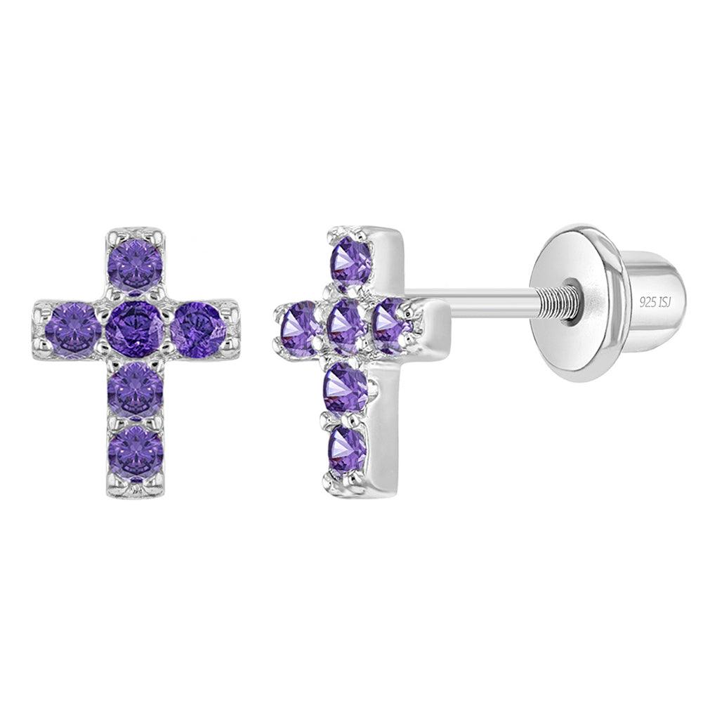 The Perfect Cross 7mm Baby / Toddler / Kids Earrings Screw Back - Sterling Silver - Trendolla Jewelry
