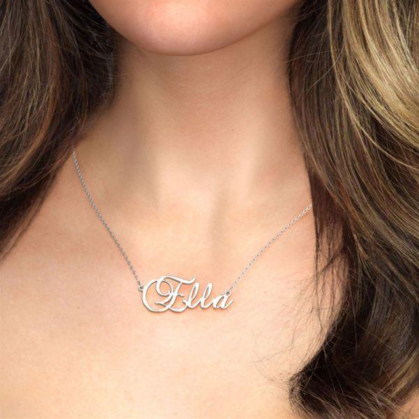 Trendolla Silver Brockscript Style Name Necklace - Trendolla Jewelry