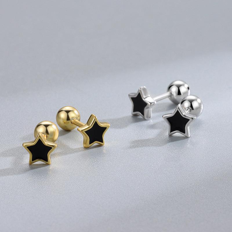 Trendolla Black Star Ball Back Earrings Nap Earrings - Trendolla Jewelry