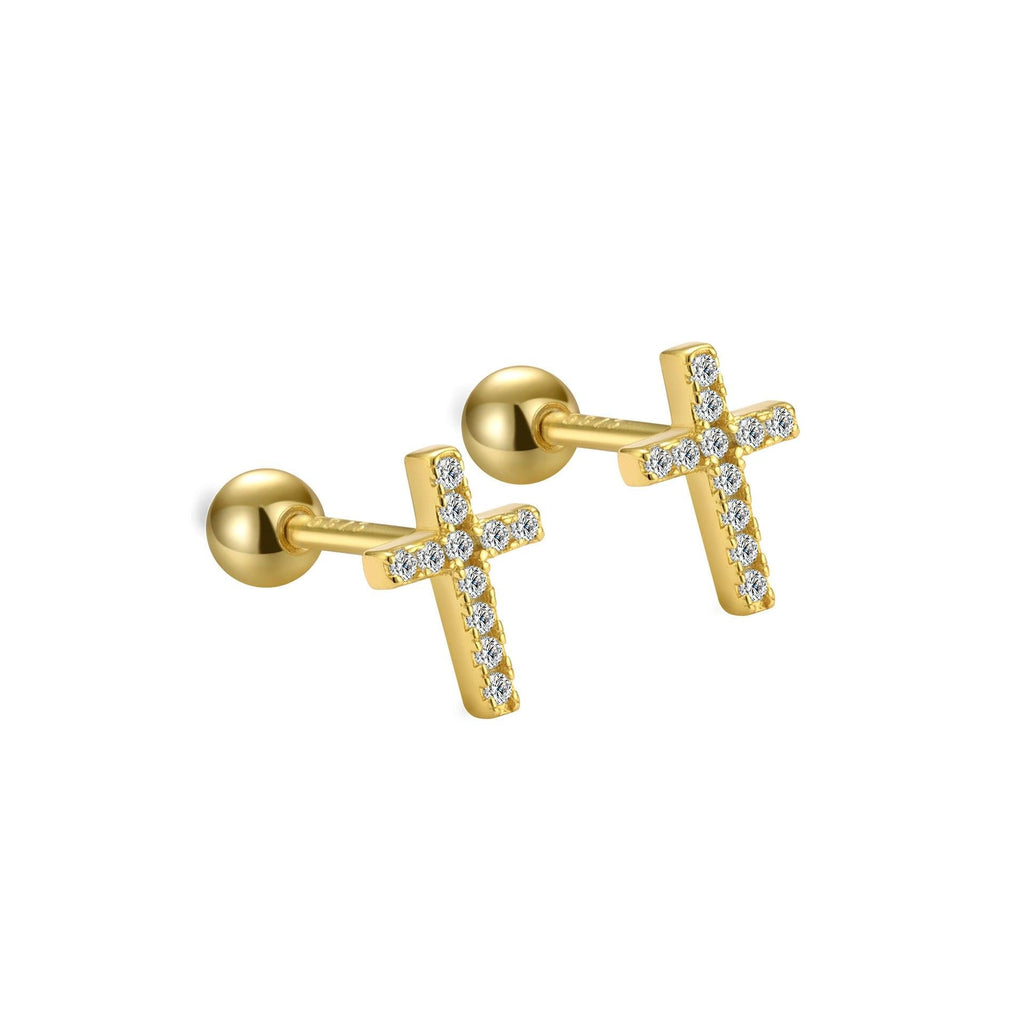 Trendolla Cross Ball Back Earrings Nap Earrings - Trendolla Jewelry