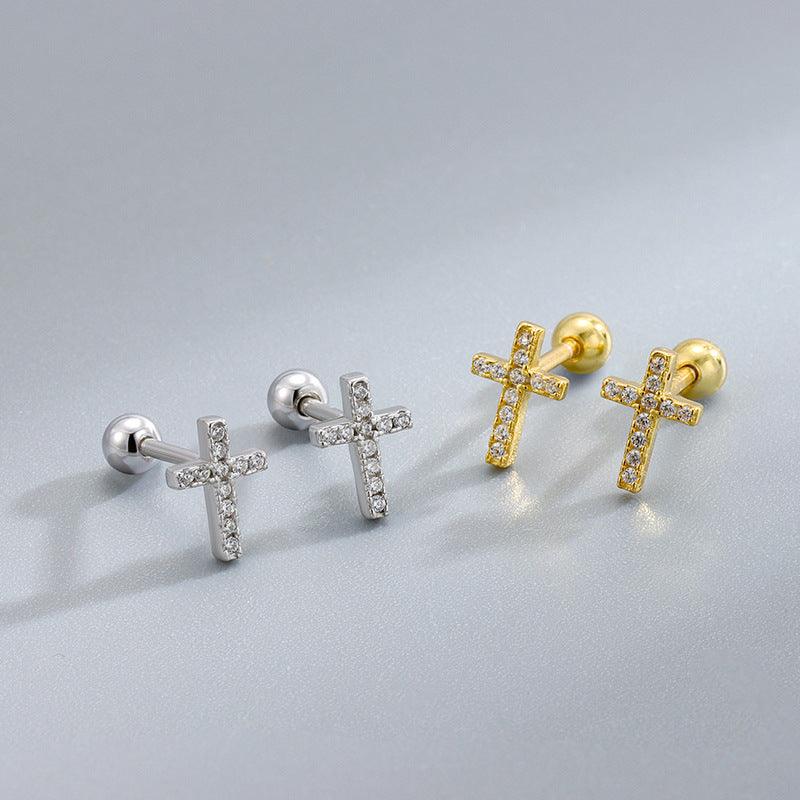 Trendolla Cross Ball Back Earrings Nap Earrings - Trendolla Jewelry