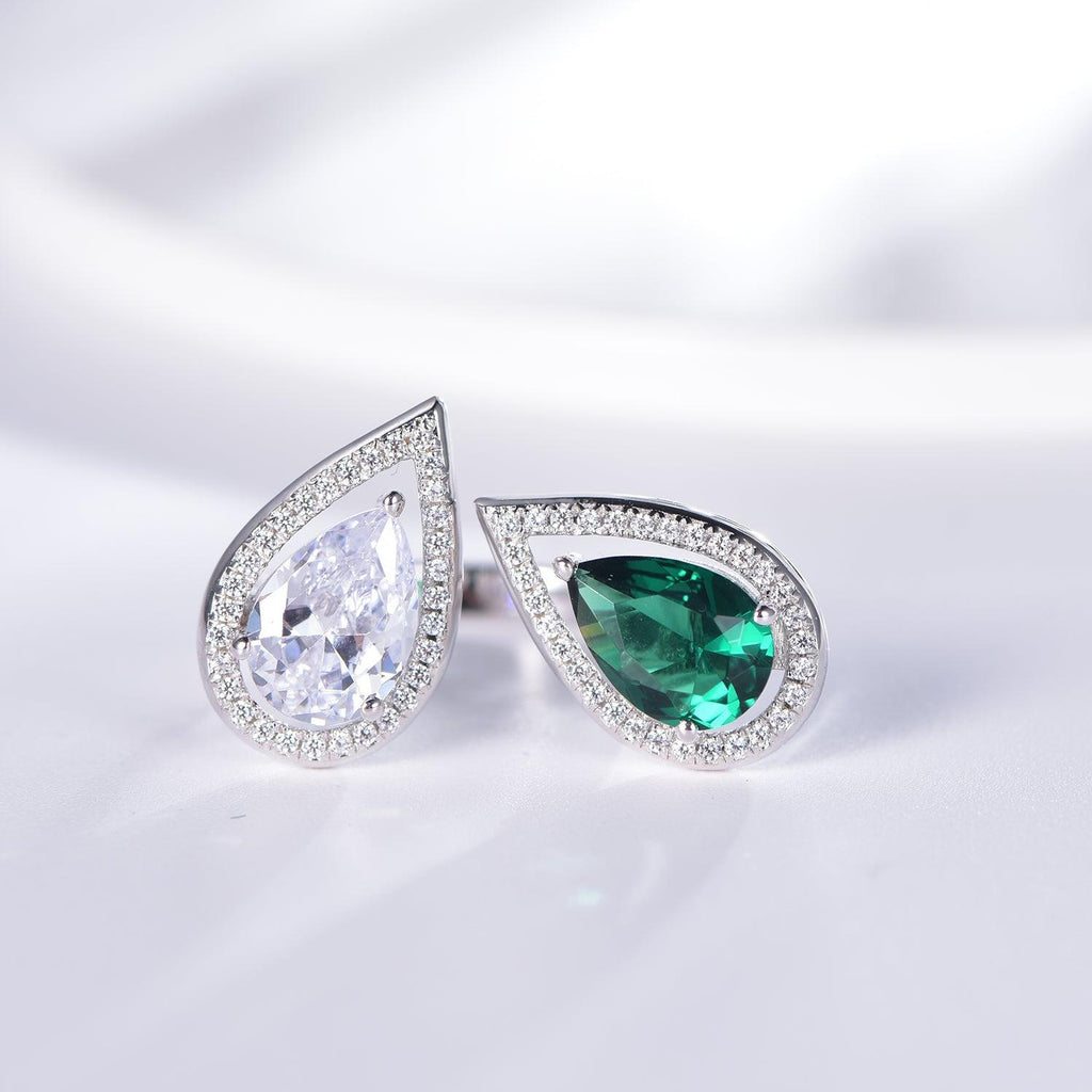 Trendolla Crystal Heart And Emerald Heart Cubic Zirconia Diamond Toi et Moi Ring - Trendolla Jewelry