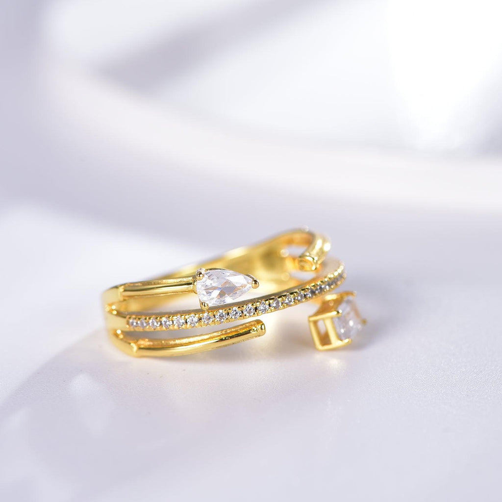 Trendolla Crystal Heart Cubic Zirconia Diamond Toi et Moi Ring - Trendolla Jewelry