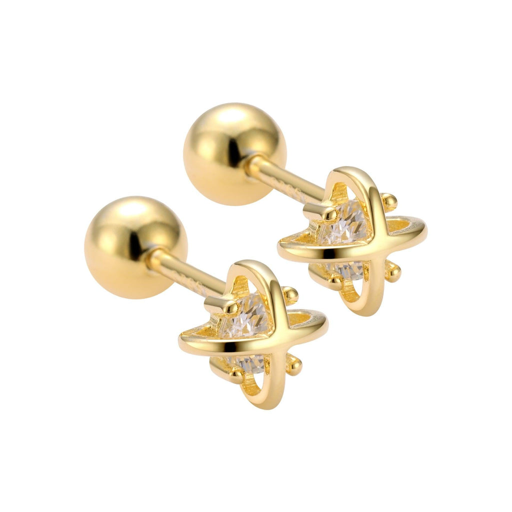 Trendolla Cubic Zirconia Dimaond in Cross Earrings Ball Back Earrings Nap Earrings - Trendolla Jewelry