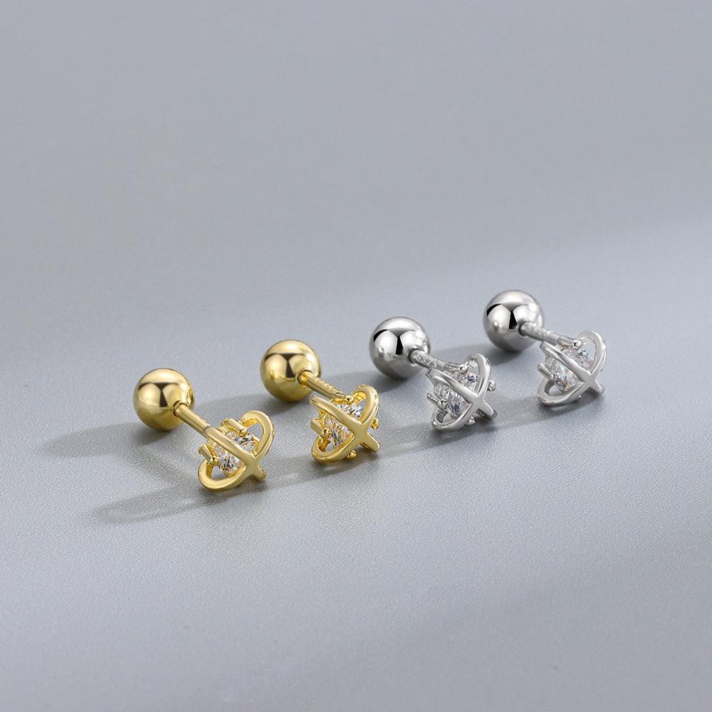Trendolla Cubic Zirconia Dimaond in Cross Earrings Ball Back Earrings Nap Earrings - Trendolla Jewelry