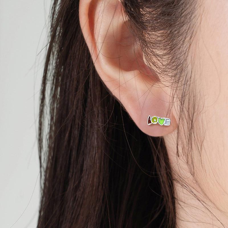 Trendolla Cute Love Letters Flat Back Earrings - Trendolla Jewelry