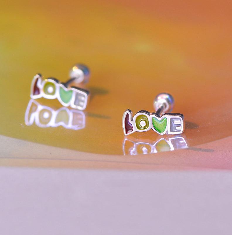 Trendolla Cute Love Letters Flat Back Earrings - Trendolla Jewelry