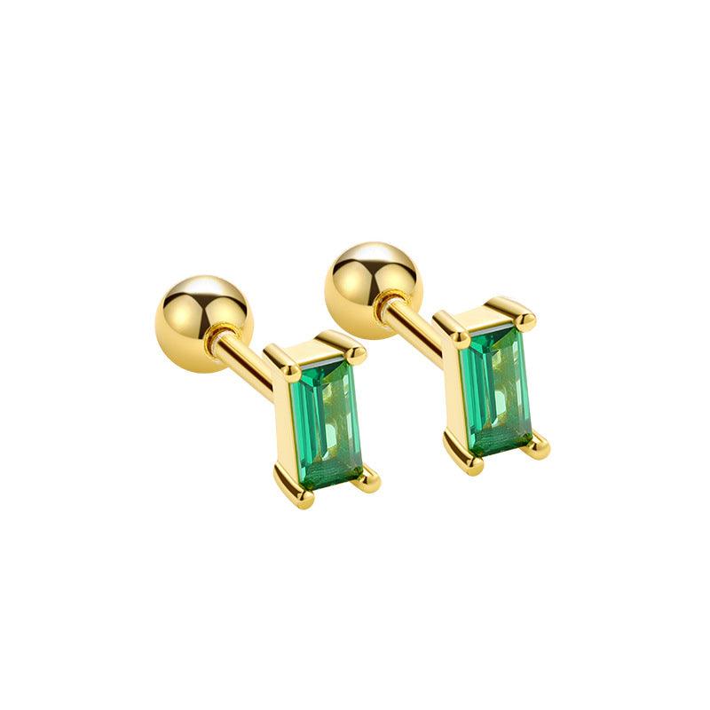 Trendolla Emerald Cubic Zirconia Diamond Ball Back Earrings Nap Earrings - Trendolla Jewelry