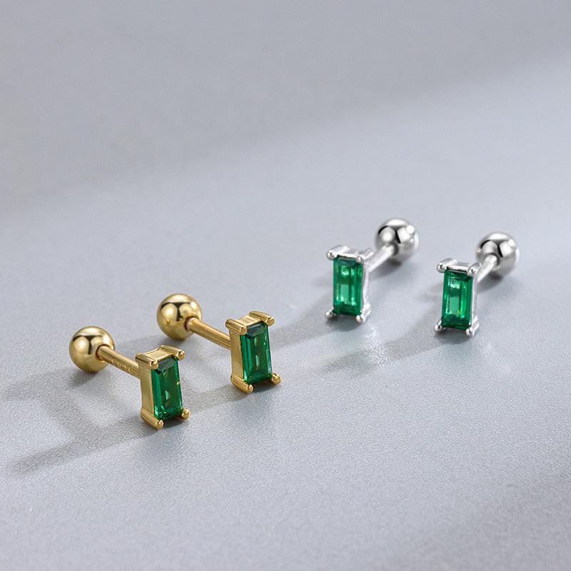 Trendolla Emerald Cubic Zirconia Diamond Ball Back Earrings Nap Earrings - Trendolla Jewelry