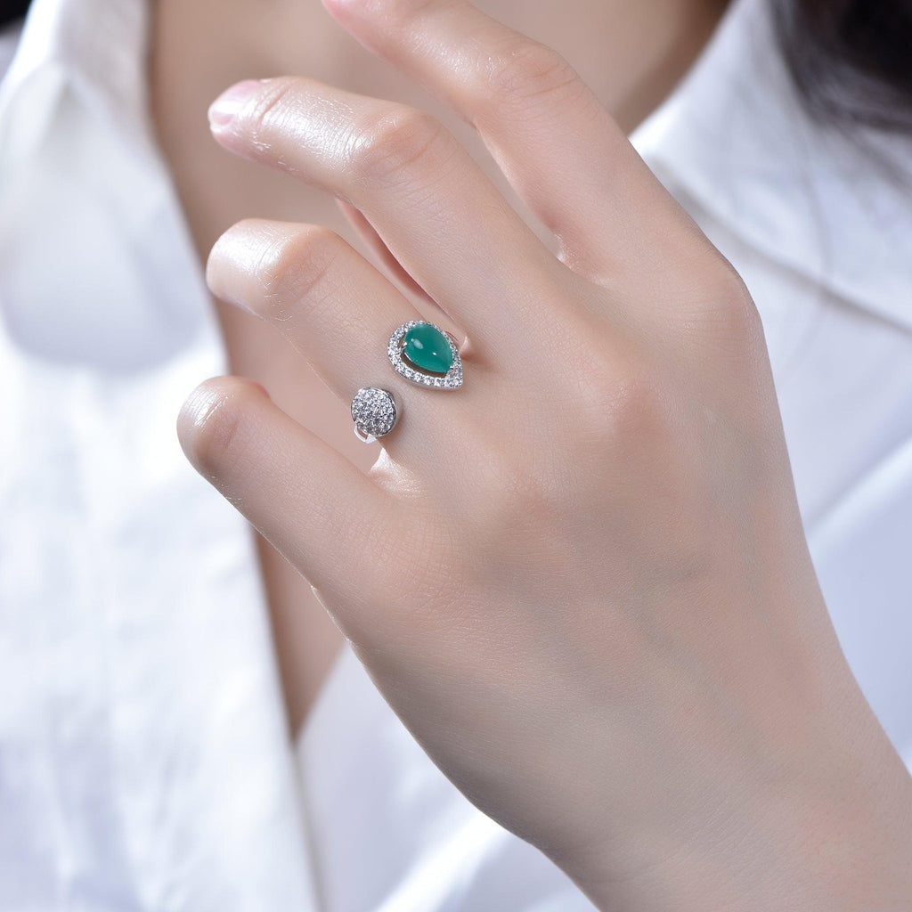 Trendolla Emerald Heart Engagement ring Toi et Moi Ring - Trendolla Jewelry