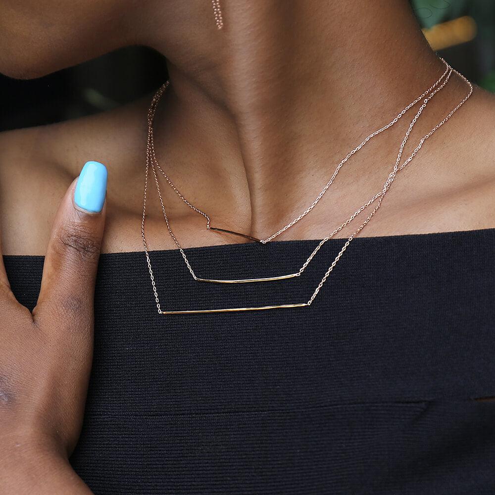 Trendolla Gentle Three Layers Bar Necklace - Trendolla Jewelry