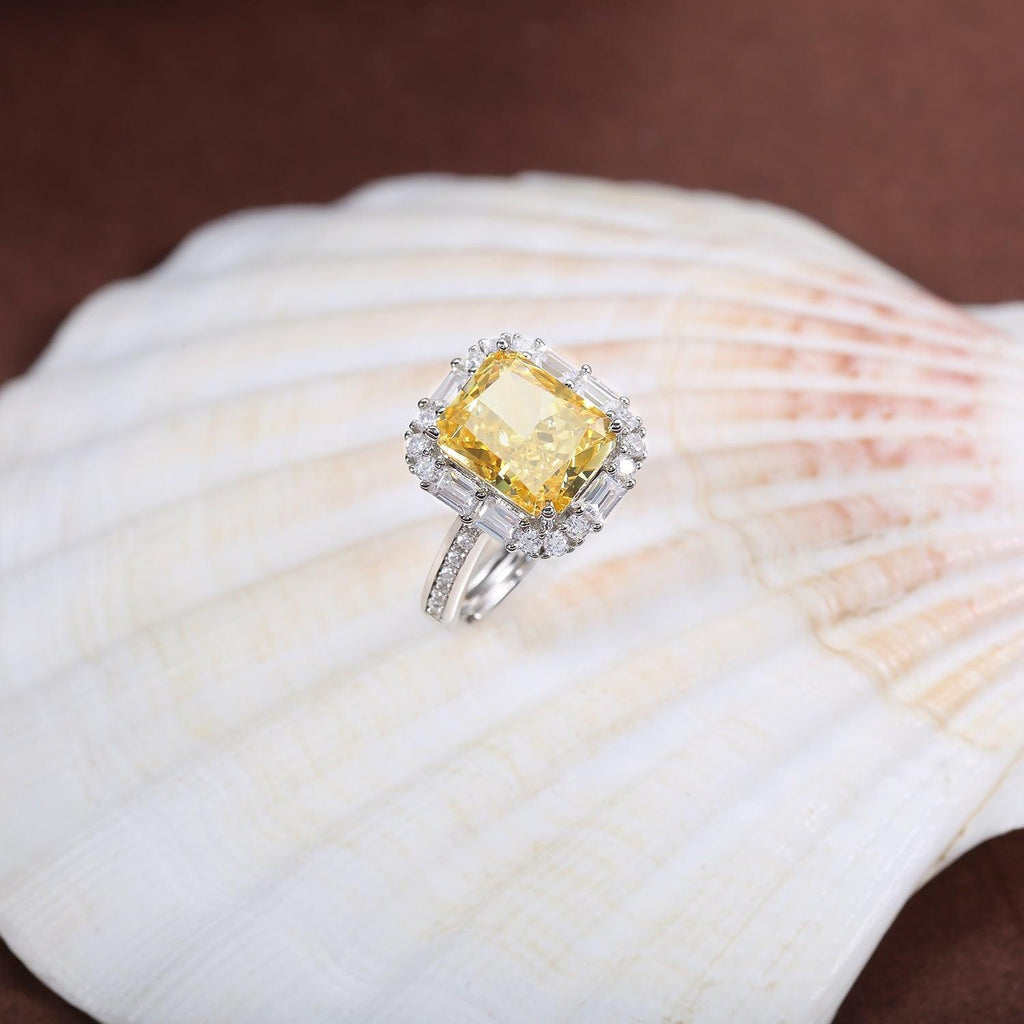 Trendolla Halo Princess Diamond Sterling Silver Women Rings Engagement Rings - Trendolla Jewelry
