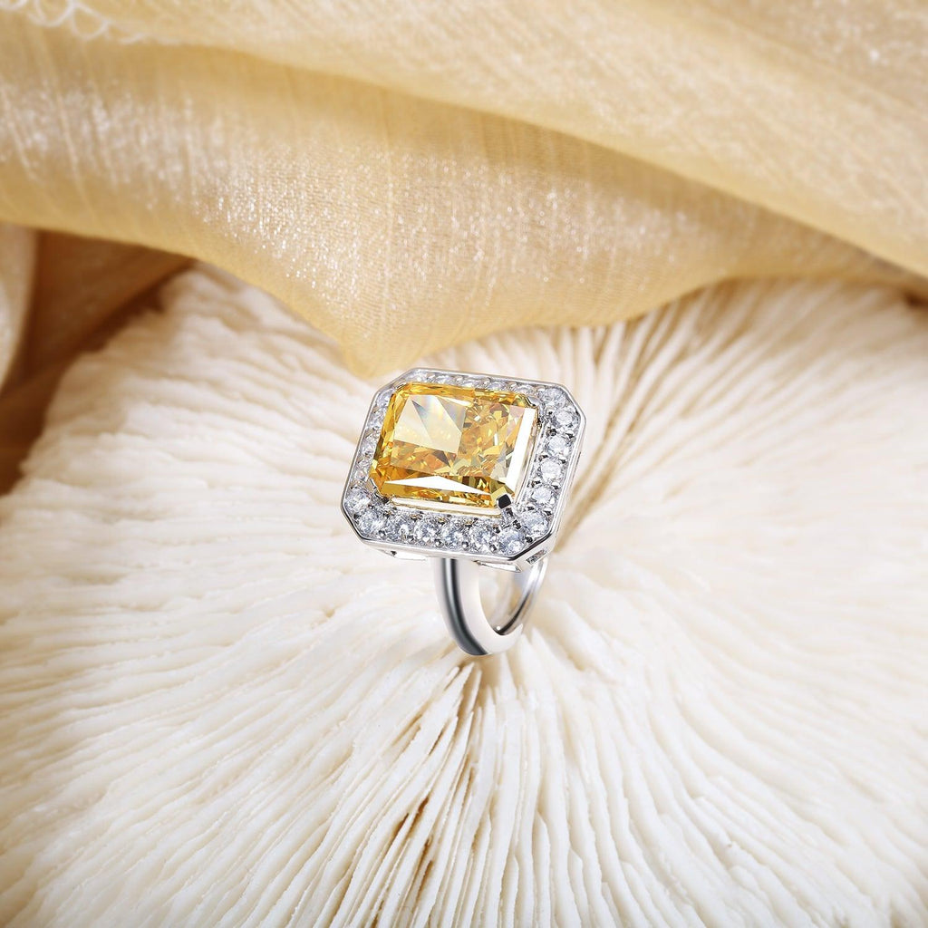 Trendolla Halo Princess Diamond Sterling Silver Women Rings Engagement Rings - Trendolla Jewelry