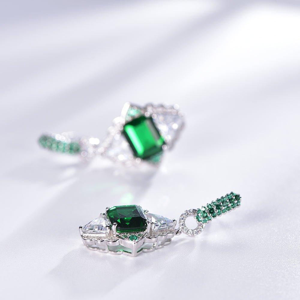 Trendolla Hoop Earrings with Charm Emerald Cubic Zirconia - Trendolla Jewelry