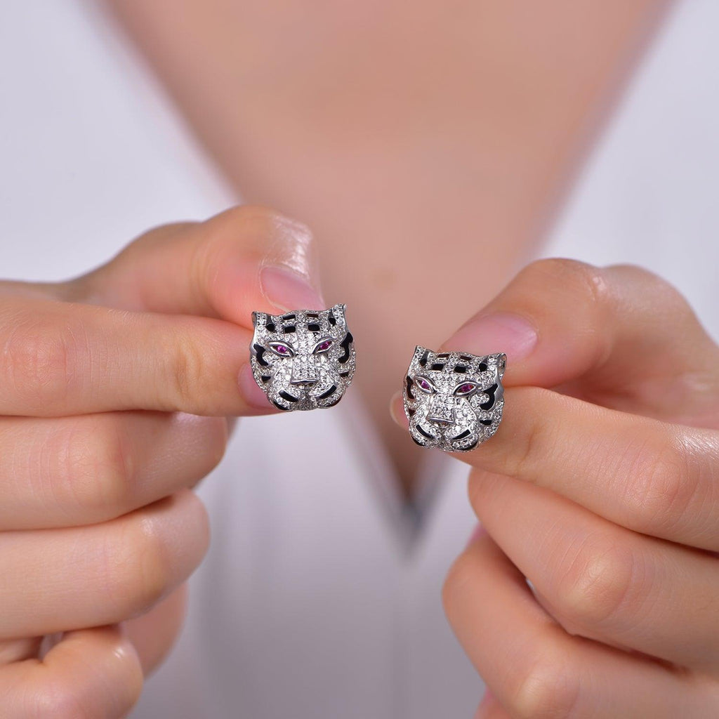 Trendolla leopard Sterling Silver Earrings - Trendolla Jewelry