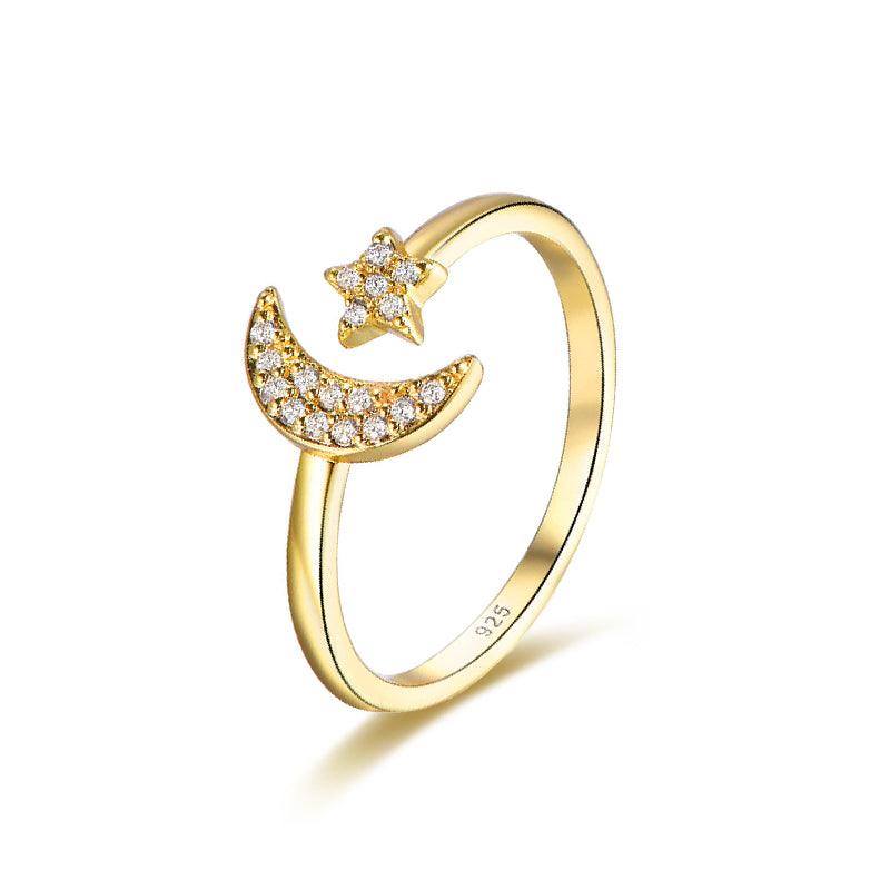 Trendolla Moon And Star Engagement Ring Toi et Moi Ring - Trendolla Jewelry